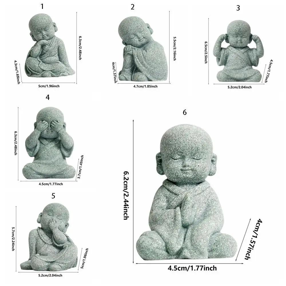 Миниатюрная статуэтка буддийского монаха, каменная статуя Будды, китайские украшения для сада в стиле фэншуй и дзен, украшения для медитации и домашнего аквариума