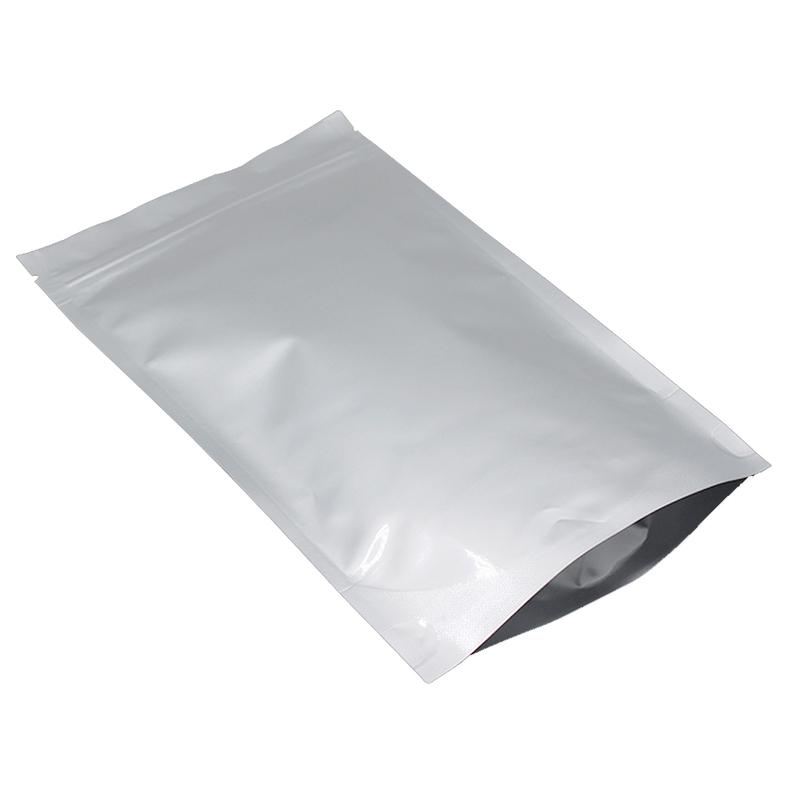 100Pcs Silver Zip Lock Pure Mylar Foil Stand Up Bag Self Seal Reusable Resealable Tear Notch Doypack Food Storage Pack Pouches