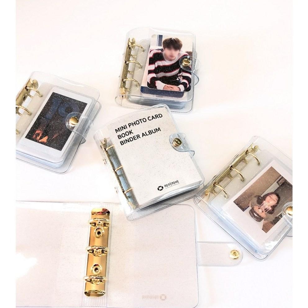 Hihaba Блестящий Мини Фотоальбом на 3 кольцах + Вкладыш + Сумка на молнии