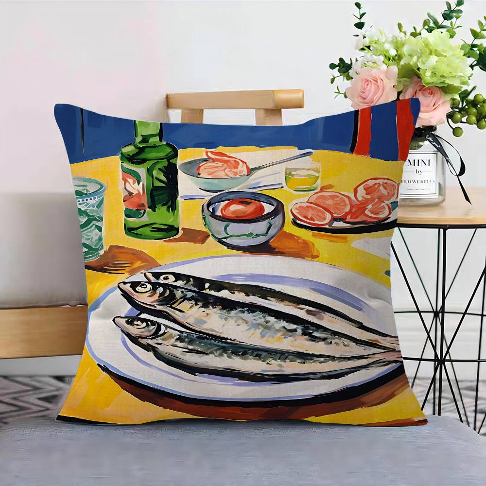 Colorful Sardine Lobster Fish Ocean Animal Pillow Cover For Bedroom Room And Living Room Sofa Decorative Cushion Cover