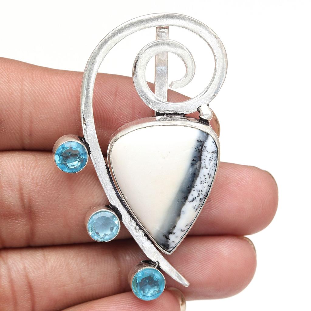 Dendrite Necklace Garnet Gifted Jewelry Opal, 18" Gemstone Opal