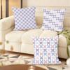 Simple purple plaid Cushion Cover Natural Linen Organic Fabric DoubleSided Printing Couch Pillow Covers Home Decor