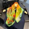 Fashion 100% Real Pure Silk Headscarf Square Scarf For Women Shawl Foulard Hijab Neckerchief Bandana Print Bufanda Echarpe