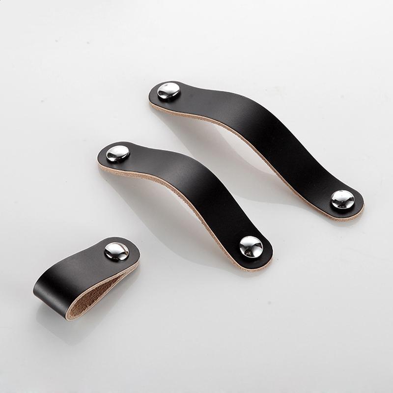 Leather Door Handle Cabinet Drawer Knobs Cupboard PU Leather Pulls Furniture Handles With Screws Furniture Hardware Accessories