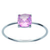 Silver Ring 'Unique' Silver Pink (rhodium Plated) - 6x6 Mm