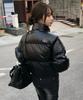 MUCENT Radien Metal Logo High-Neck Glossy Crop Padded Jacket (2 Colors)