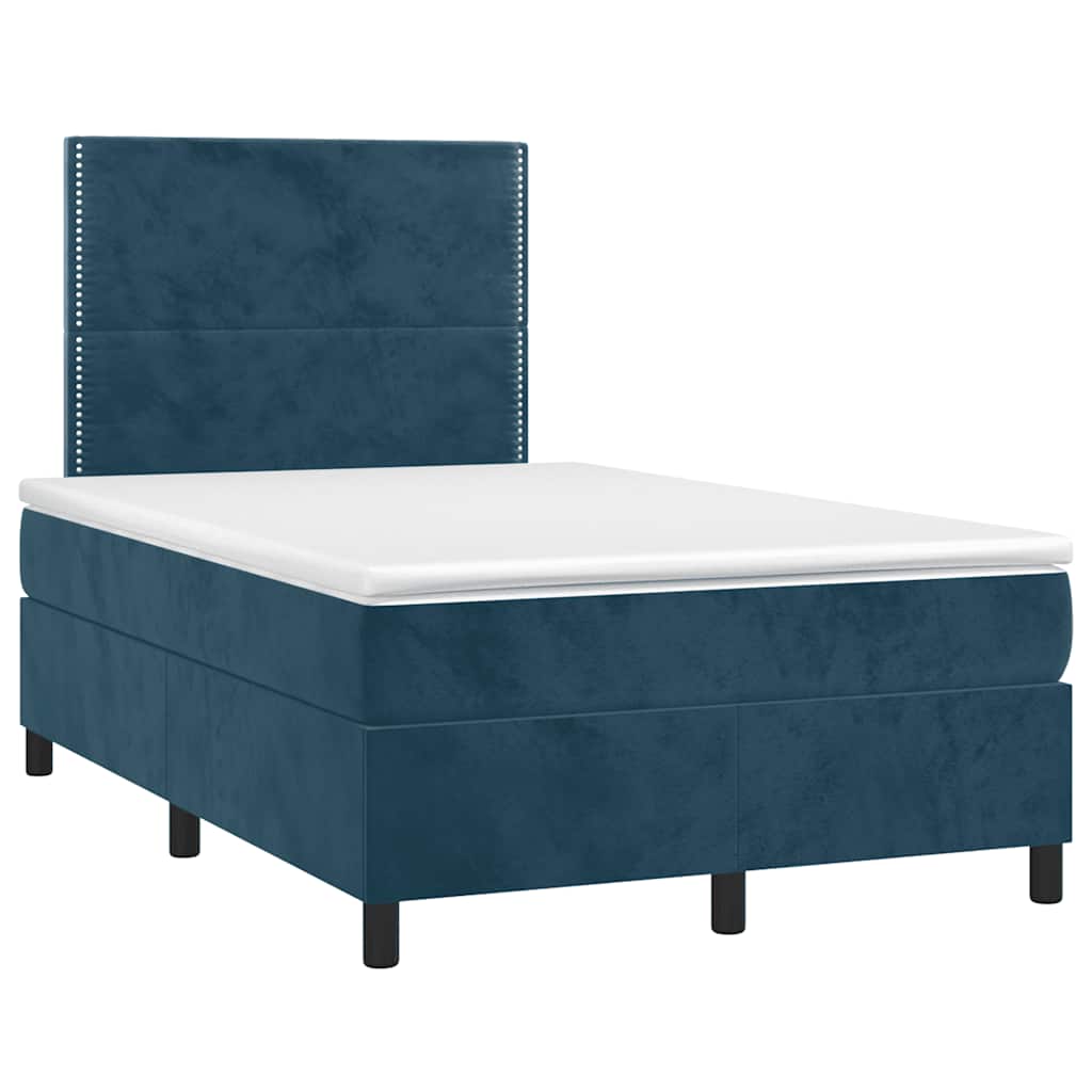 Box Spring Bed with Mattress Dark Blue 120 x 200 cm Velvet