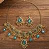 Hollowed Out Necklace Earrings Set Rhinestone Inlaid Women Jewelry Set  Banquet Party