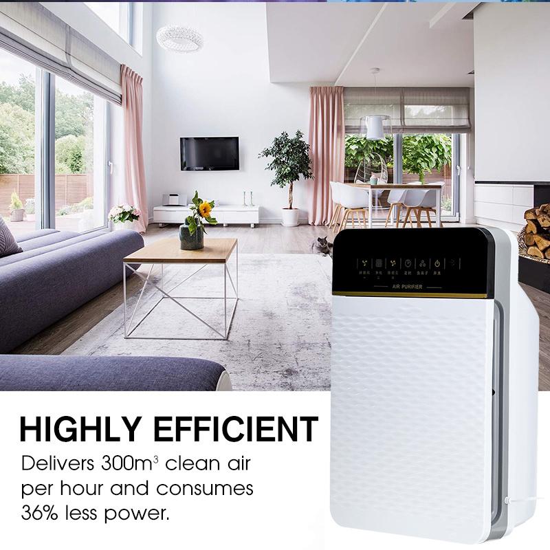 220V Remove Formaldehyde Smoke Dust Automatic Monitors Air Purifier with HEPA Filter Negative Ions Air Cleaner Remote Control