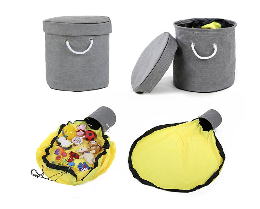 Toy basket, blocks with mat, organizer, bag, container with lid, handles