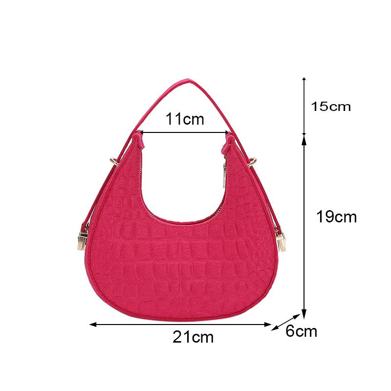 New Fashion Women Bag Retro Felt Impressed Crocodile Underarm Bag Women Shoulder Bag