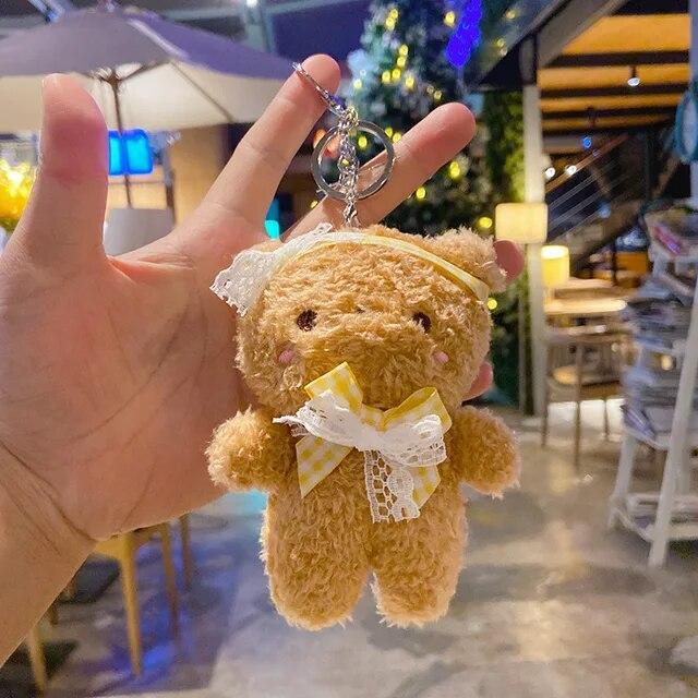 Мультяшный плюшевый брелок с изображением медведя и кролика, милый автомобильный брелок для ключей, сумки, подвеска для багажа
