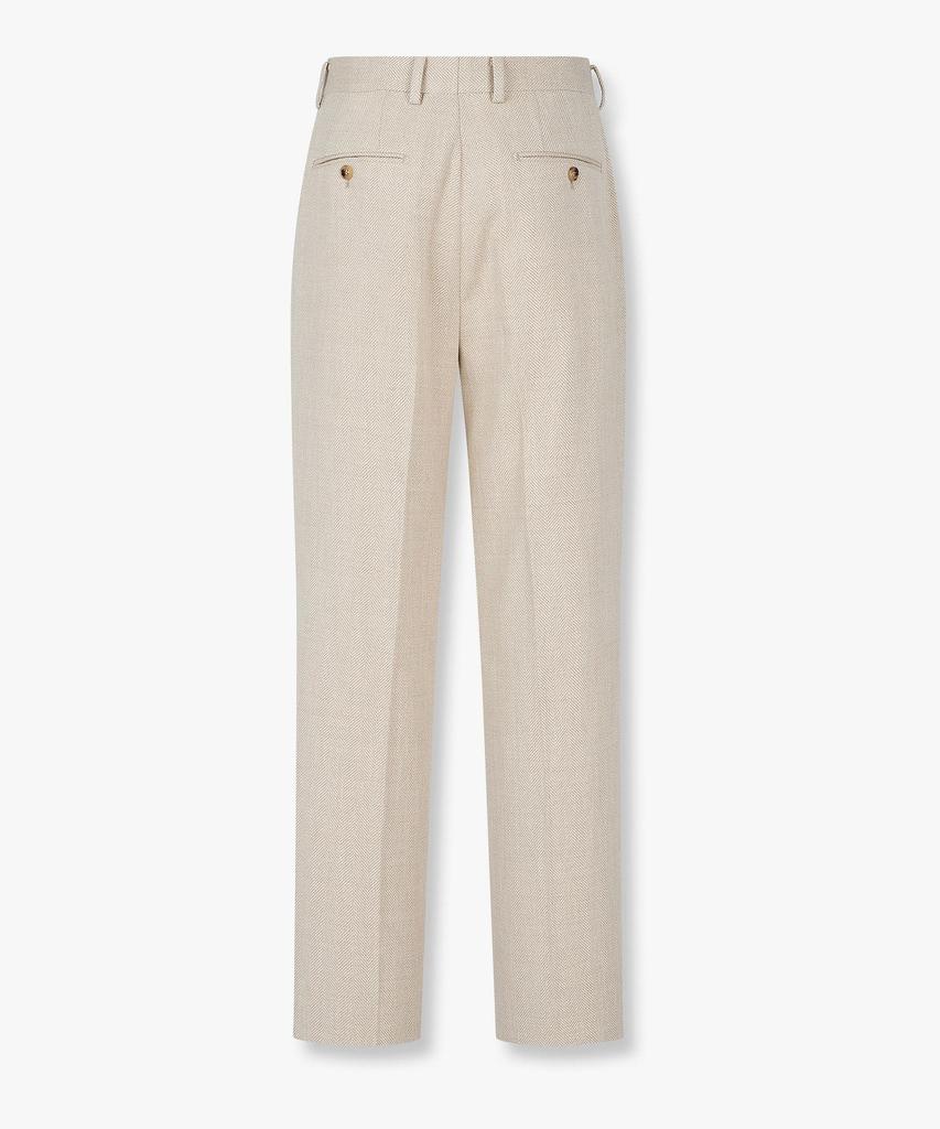 MAN ON THE BOON Cotton Herringbone Two-Tuck Suit Pants_Beige 4716152009