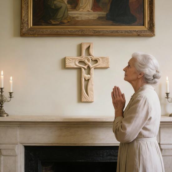 Intertwined Hearts Wall Sculpture Ornament Double Hearts Wall Hanging Religious Decoration Rustic Wooden Hand-Carved Hollow Hearts Wall Decor