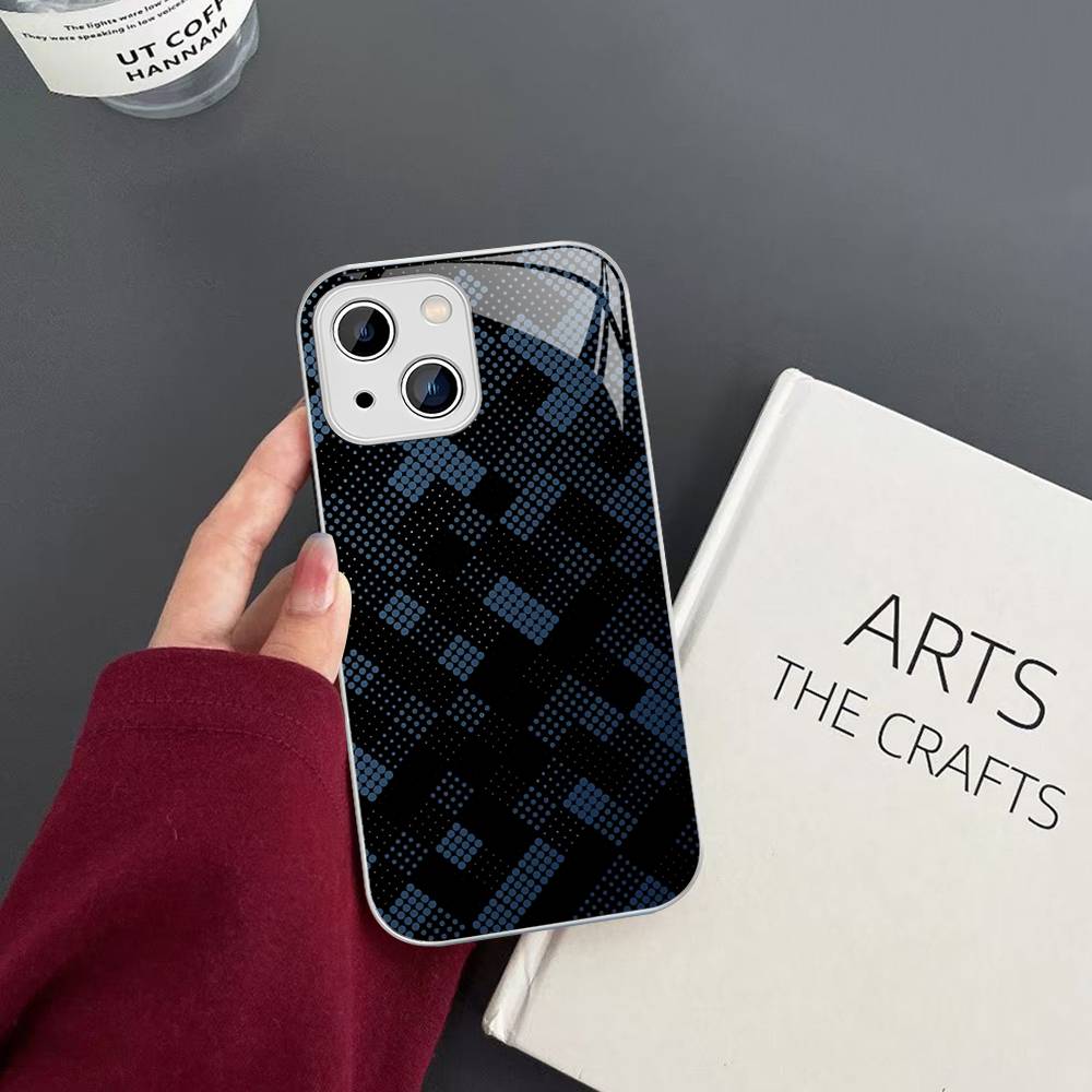 Закаленное стекло с текстурой волокна для iPhone 14 13 12 11 Pro Mini XS MAX 14Plus X XS XR Чехлы