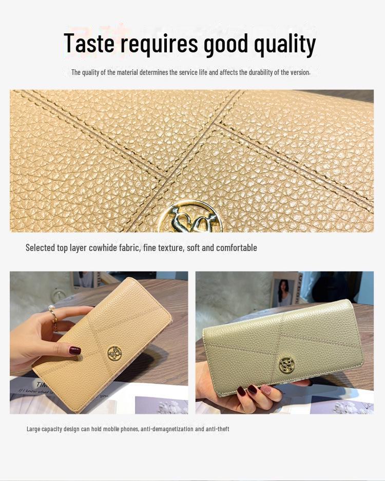 Женский кошелек из мягкой коровьей кожи большой емкости, держатель для нескольких карт, подходит для мобильного телефона, универсальный дизайн 2024 г.