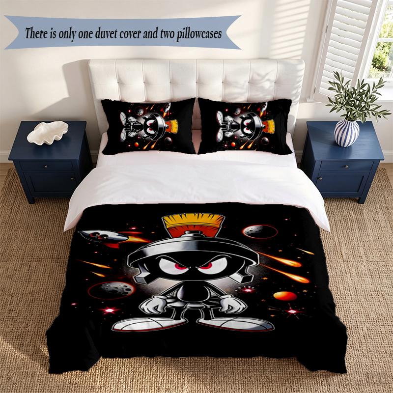 Marvin the Martian 3‑Piece Bedding Set Soft Microfiber Duvet Cover Pillowcases Comfortable Bed Linen for Bedroom Decoration