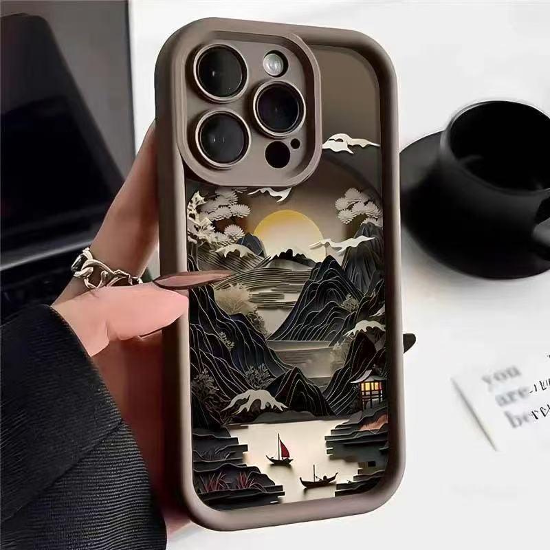 Чехол для iPhone 17/16 Pro Max/15 Pro/14/13 с китайской пейзажной живописью