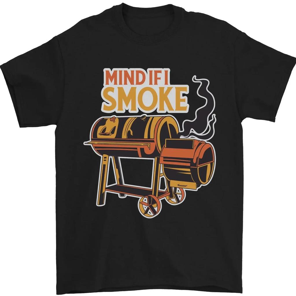 Mind if I Smoke lustiges BBQ Grill Herren T Shirt 100 Baumwolle vintage Washed Stylish streetwear Top For Everyday Wear