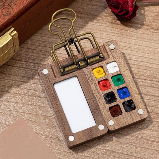 Мини-коробка для акварельных красок Yousheng Pocket Artist Travel Set, палитра из 8/15 цветов, металлический зажим из орехового дерева, портативная акварельная ручка