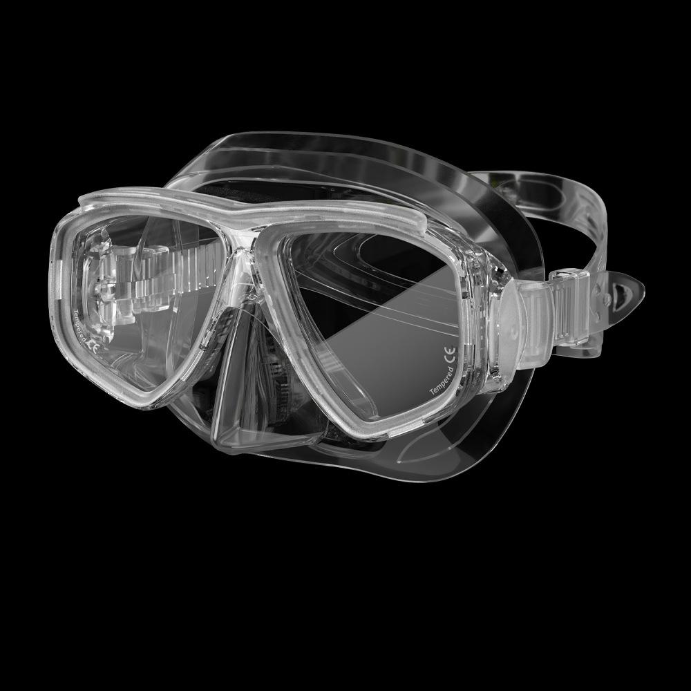 Custom Professional Snorkeling & Diving Goggles Silicone + PC Material 2 Windows Universal Fit