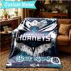 1PC Custom Name Blanket Charlotte-Hornets Logo Flannel blankets Patterns Throw Blanket All-Season Soft Gift for Couch, Bed, Camping, Birthday gifts