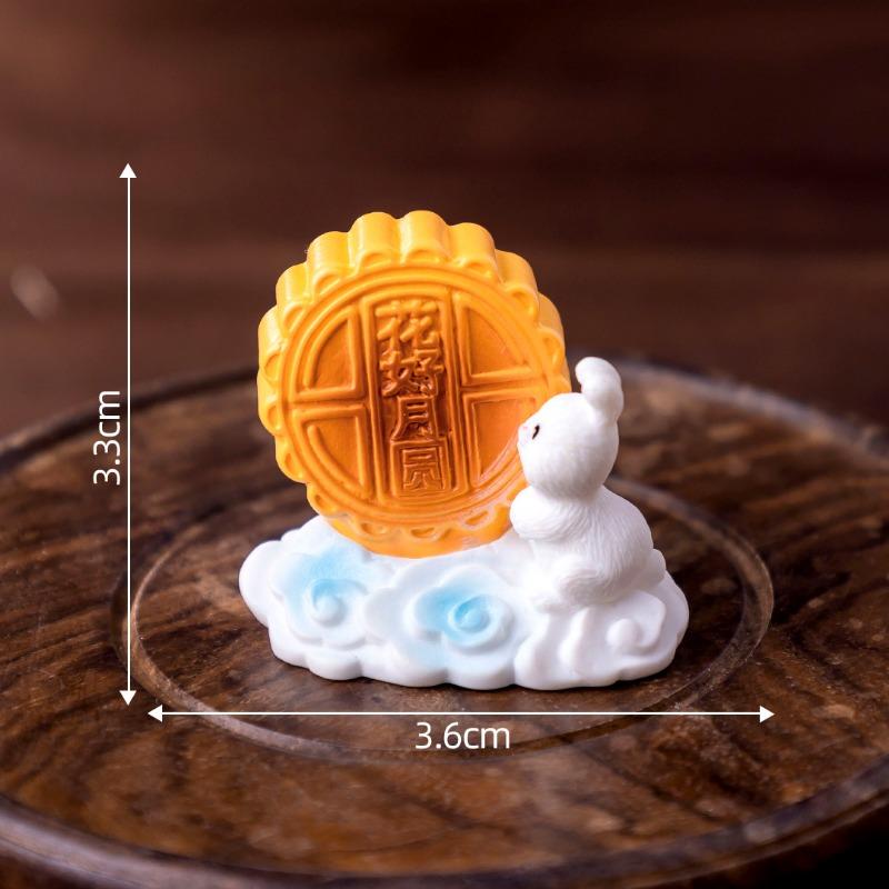 Mid-Autumn Festival Mooncakes Rabbit Figurines Decorative Gifts Accessories Car Office Desks and Small Ornaments