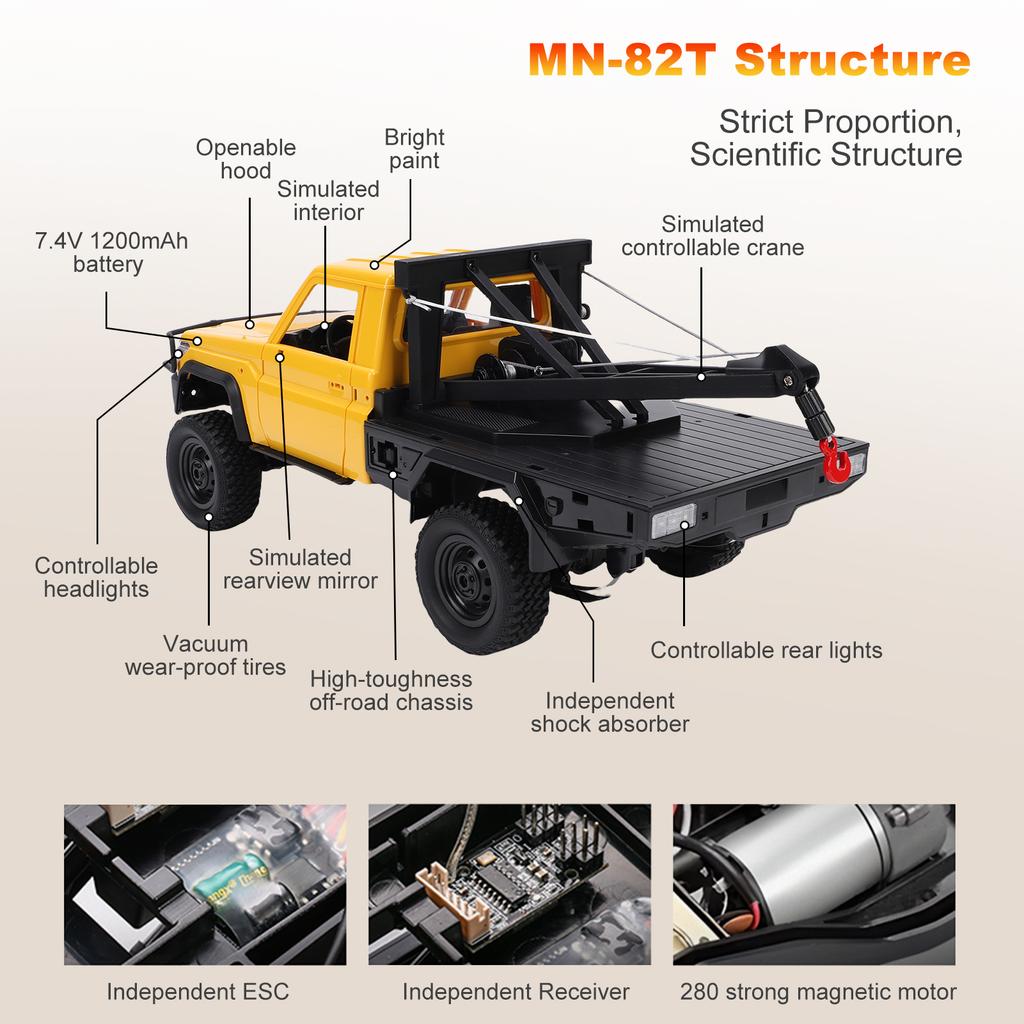 Радиоуправляемый автокран, 1:Внедорожный пикап-краулер 4WD масштаба 1/12 с дистанционным управлением, игрушка на радиоуправлении 2,4 ГГц, со светом, все