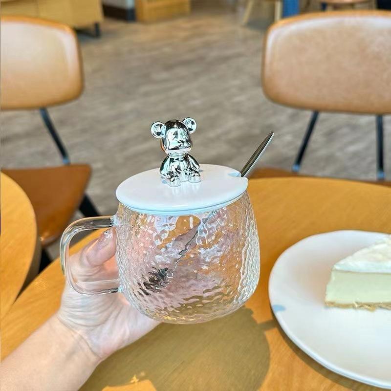 Медвежья чашка, простая чашка для завтрака с крышкой, симпатичная кружка, большая чашка для воды