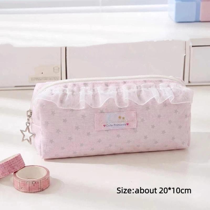 Девочка Милый Кружевной Пенал Большой Вместимости Студенческий Настольный Органайзер для Канцелярии Пенал Косметичка Подарок