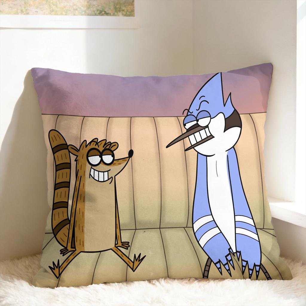 RRegular Show Pillow Cover Vintage Pillow Case For Living Room Bed Chair Comfy Pillowcases Birthday Gift