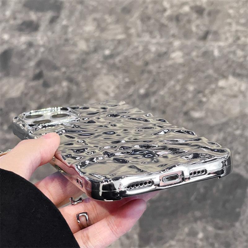 Новый стильный серебряный плиссированный чехол для iPhone 16 15 14 13 12 11 Pro Max XR X XS 7 8 Plus SE 2020, ударопрочный чехол