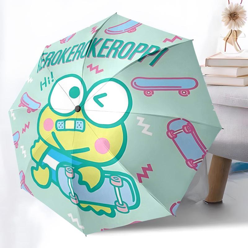 1pc Kero Kero Keroppi Skateboard Umbrella - Automatic Open/Closed, Portable Folding Design, 8-Bone Iron Frame, Outdoor Umbrella, Festival Gift, Suitab