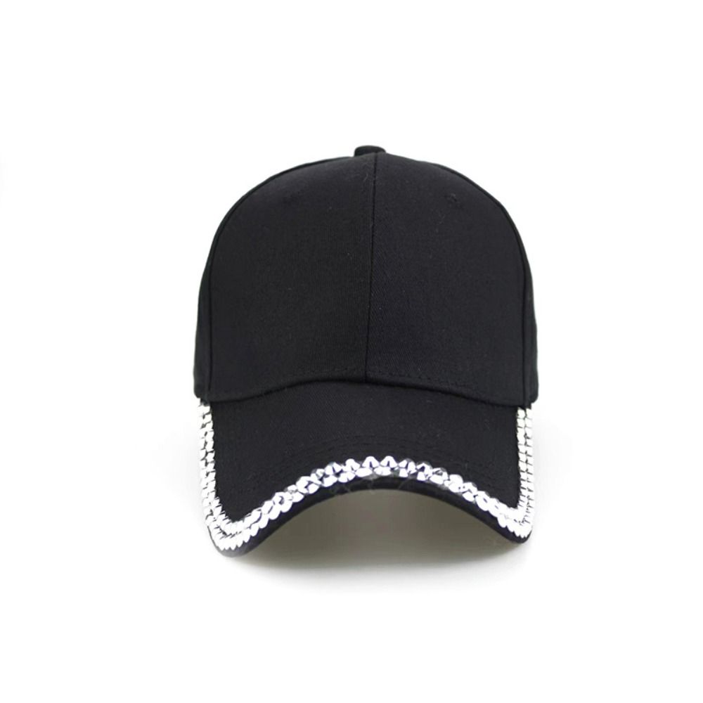 Adjustable Rhinestone Baseball Cap Bling Crystal Edge Outdoor Sun Hat Diamond Brim Cap  Casual Wear