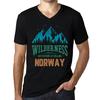 Мужская винтажная футболка с рисунком Футболка с V-образным вырезом Wilderness Norway Deep Black