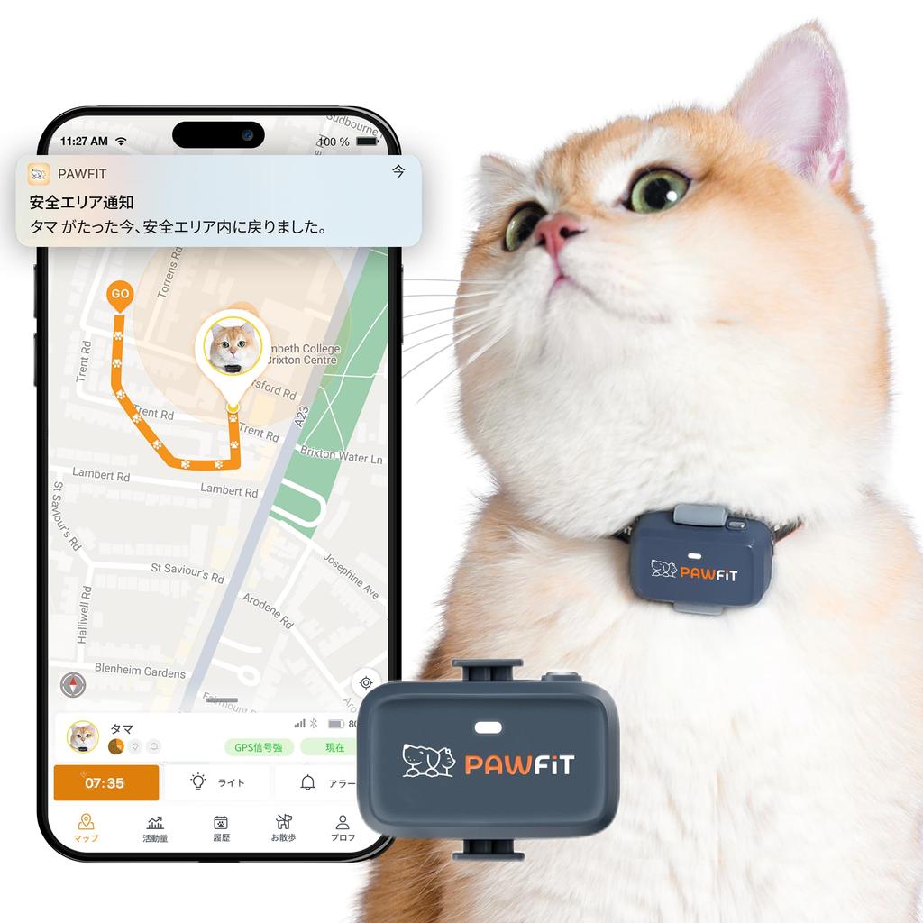 Pawfit Lite 4G GPS-трекер для кошек Дизайн Отслеживание Мониторинг активности История местоположений Неограниченный радиус действия В комплекте безопасный ошейник Угольно-серый