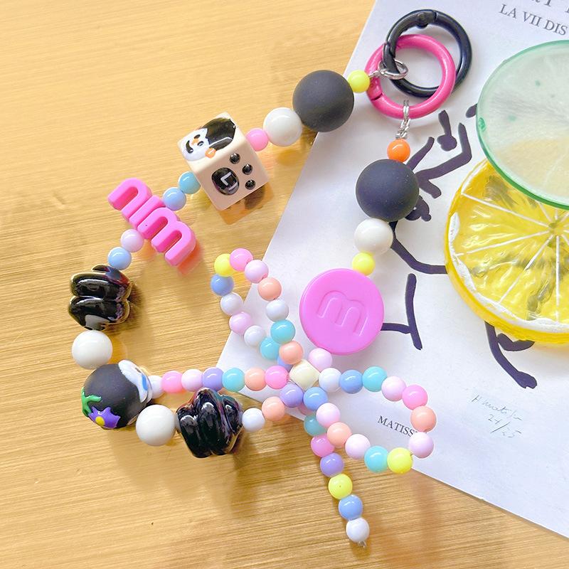 Candy Color Phone Buckle Beads Cute Lanyards Bead Chain Pendant For Phone Strap