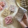 Travel Contact Lens Case with Mirror & Tweezers -for Women Men Cute Pink Love Niche Girl Style Companion Care Box Case