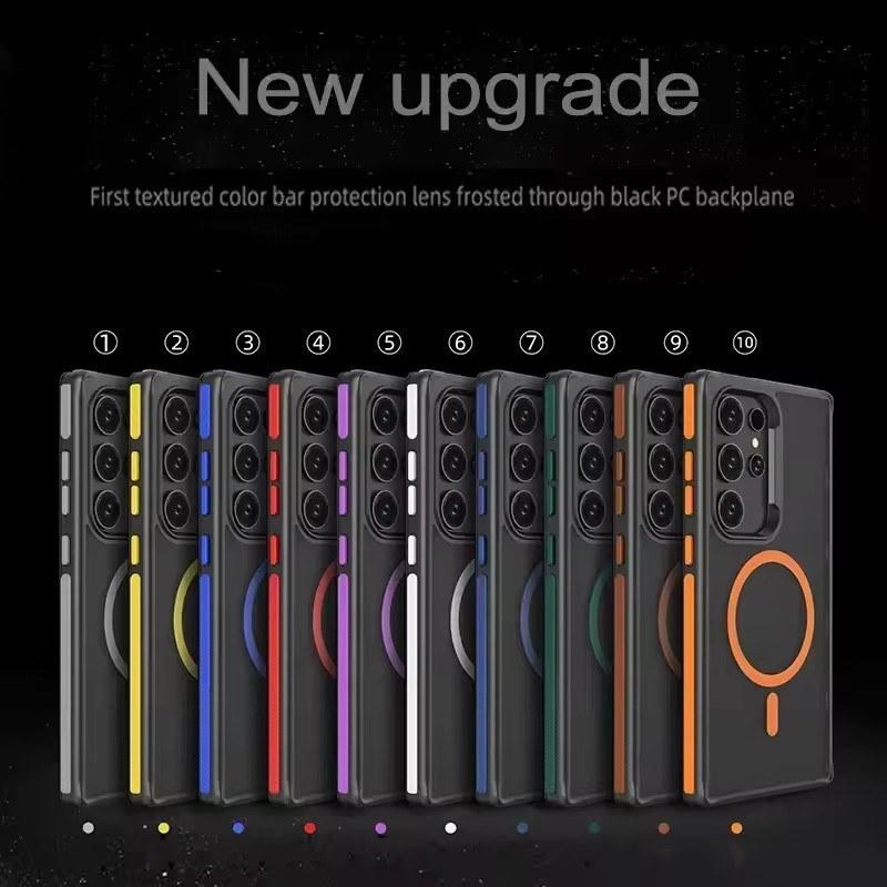 Магнитный чехол для телефона Samsung Galaxy S25 S23 S22 S24 Ultra Plus Magsafe Wireless Charger Матовый полупрозрачный противоударный чехол