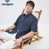 Navigare Мужская хлопковая полосатая рубашка с коротким рукавом