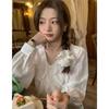 Ladies Ruffled Lace Shirts Korean Sweet Beauty Style Long Sleeved Blouses Summer Loose Sun Protection Single Breasted Female Top
