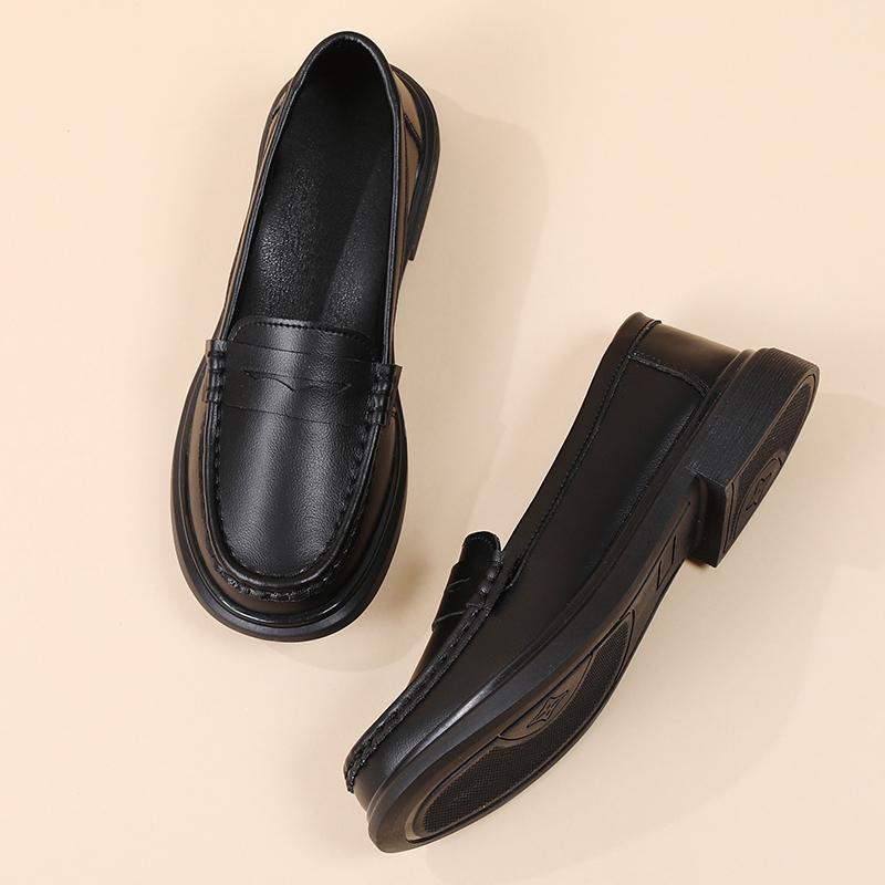 Женские мокасины, классические деловые туфли для офиса, повседневные черные кожаные туфли