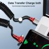 USB-кабель для зарядки 3-в-1, сверхбыстрая зарядка 100 Вт, выдвижной Т-образный со светодиодной подсветкой, кабель для передачи данных Type-C/Micro USB/8-контактный пружинный