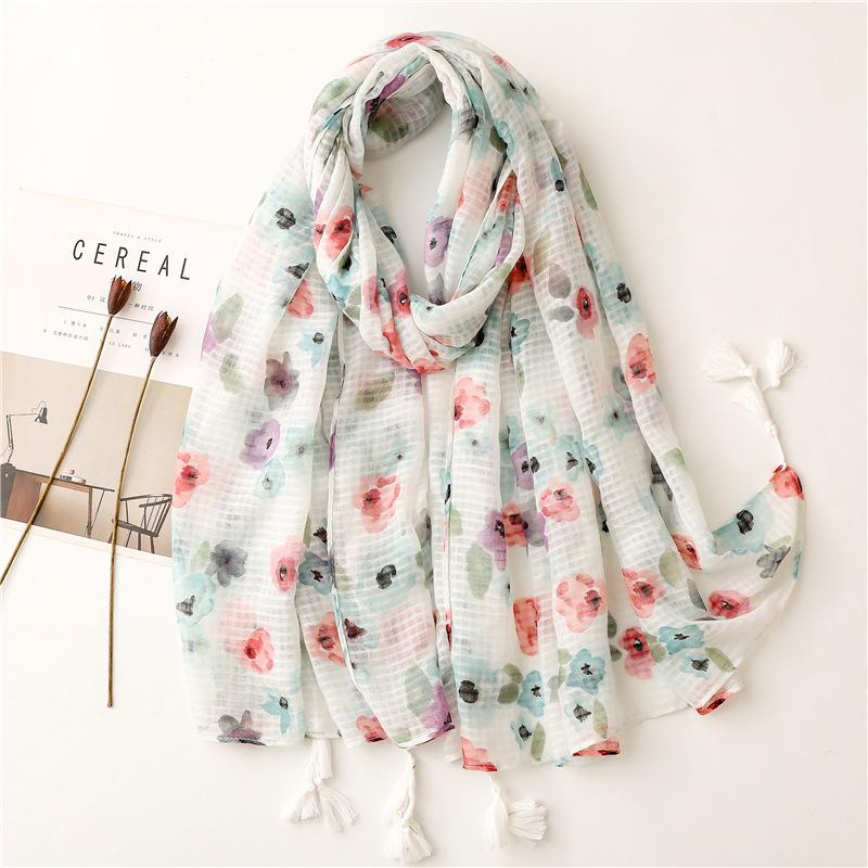 Autumn Fashion Lovely Cashew Floral Tassel Viscose Shawl Scarf Lady High Quality Soft Wrap Pashmina Stole Muslim Hijab 180*90Cm