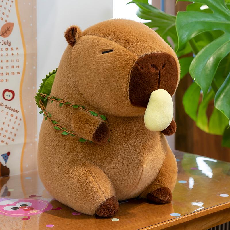 Креативная плюшевая игрушка-кукла Капибара в шапке из дуриана для фестивалей