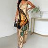 Sleeveless  Butterfly Print Maxi Slip Elegant Women's Dress