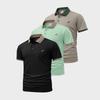 Men's 3-Pack Short-Sleeve Polo Shirts with 3Buttons, Contrast-Color Collar and Cuffs—Trendy Casual Tops