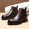 Ботинки челси мужские кожаные высокие британские ретро мягкие кожаные короткие ботинки на толстой подошве из коровьей кожи дышащие ботинки Martin