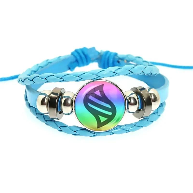 Mega Snap Stone Anime Colored Weave Leather Bracelet 18mm Glass Cabochon Adjustable Bangle Jewelry For Women Kids Gift