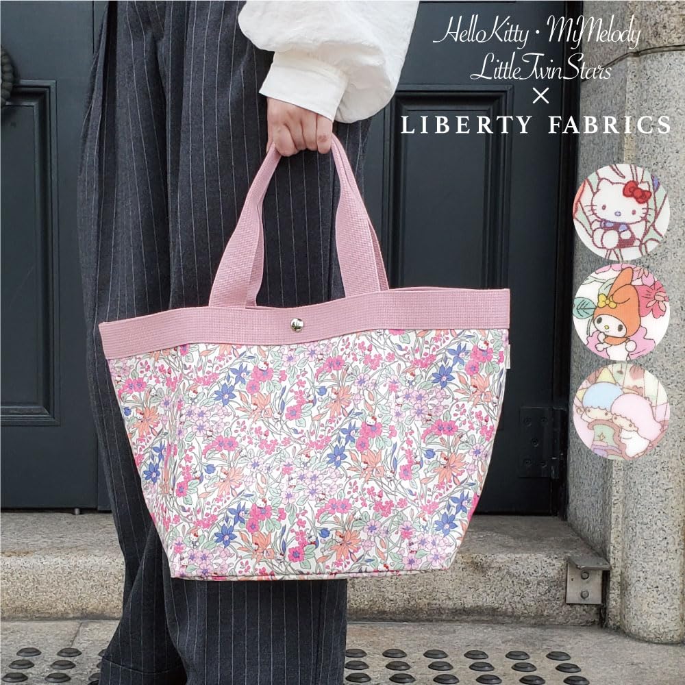 Tote Bag L Size Sanrio Characters Liberty Print Large Capacity Large A4 Compatible Lightweight Bag Stylish Cute Floral Pattern Made In Japan Hello